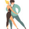 Argentine tango people dancing vector illustration. Elegant man and woman dancing romance dance. Milonga party. Tango dancer character. Flat cartoon style, isolated on white background